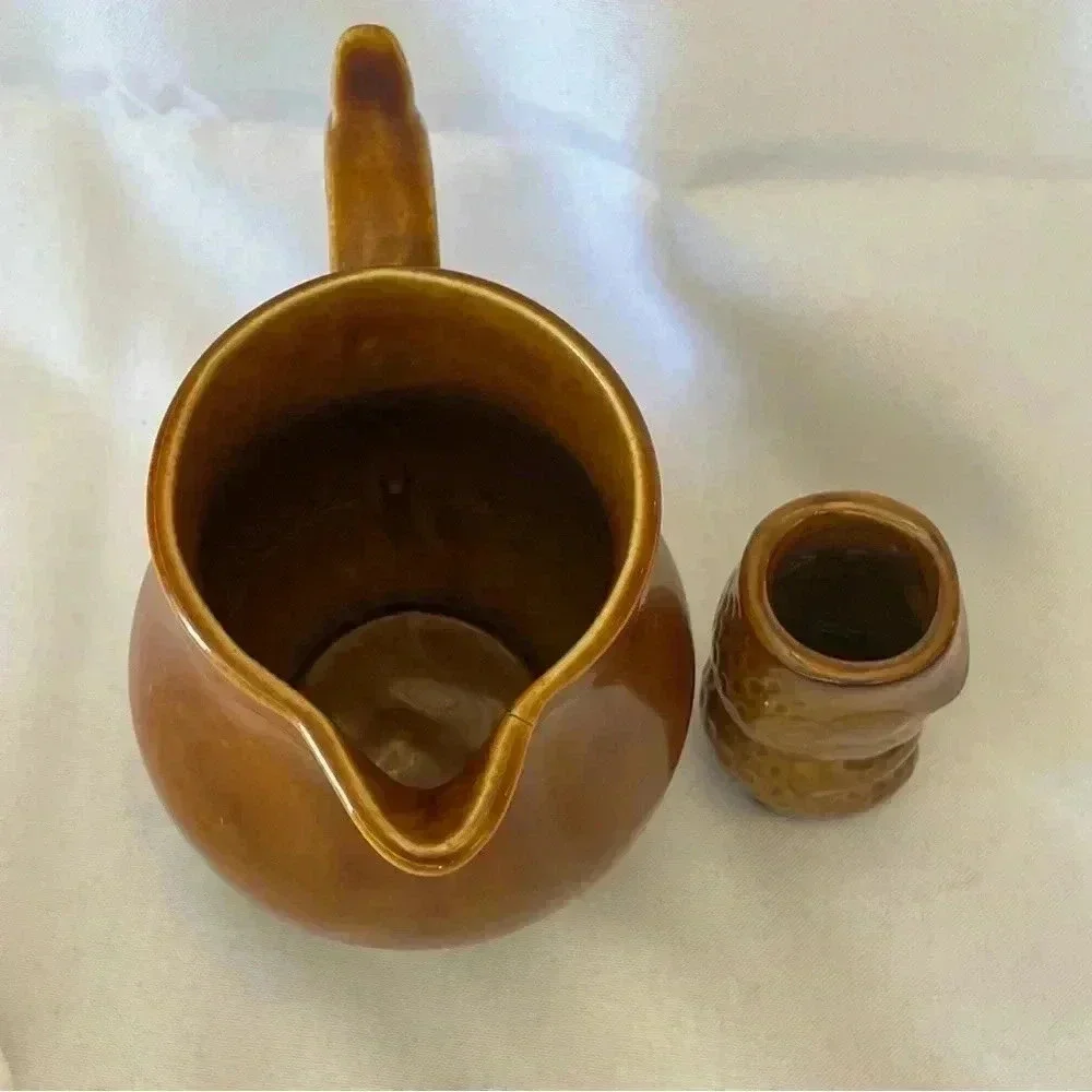 Tropical Ceramic Tiki Shotglass and Small Pitcher Set